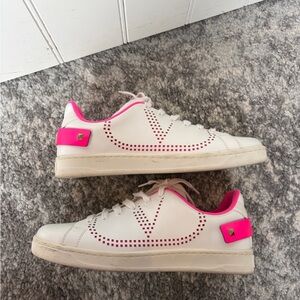 Valentino Garavani White and Pink Sneakers